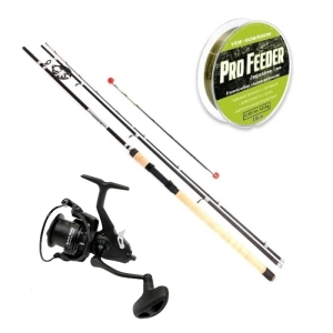 Zestaw Kraken Black Pearl Feeder 3,60m 150g 3+3cz + Kraken Free Runner 5500 +  Żyłka VDE-Robinson Pro Feeder 0,260mm 230m