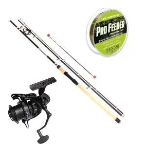 Zestaw Kraken Black Pearl Feeder 3,30m 80g 3+3cz + Kraken Black Pearl Feeder 4500 V2 + Żyłka VDE-Robinson Pro Feeder 0,225mm 230m