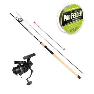 Zestaw Kraken Black Pearl Feeder 3,30m 60g 2+3cz + Kraken Black Pearl Feeder 4500 V2 + Żyłka VDE-Robinson Pro Feeder 0,225mm 230m