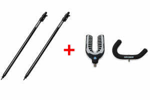 Zestaw 2x Sztyca KRAKEN Black Pearl Bankstick 75-125cm +  Tylna podpórka KRAKEN Black Pearl Butt Rest + Podpórka KRAKEN Black Pearl Front Rest Eva